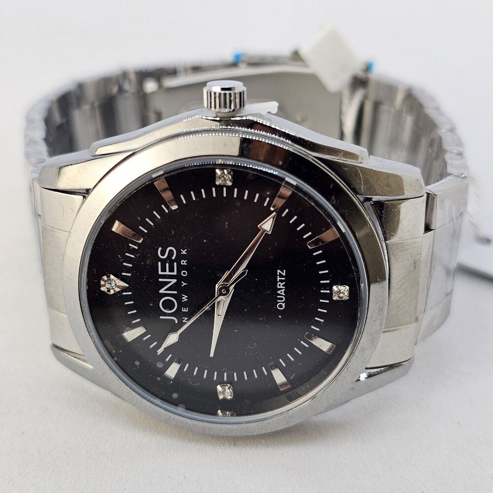 Men's  Jones New York Alexander Watch 41MM Case‎ Black Dial Gray Tone Bracelet